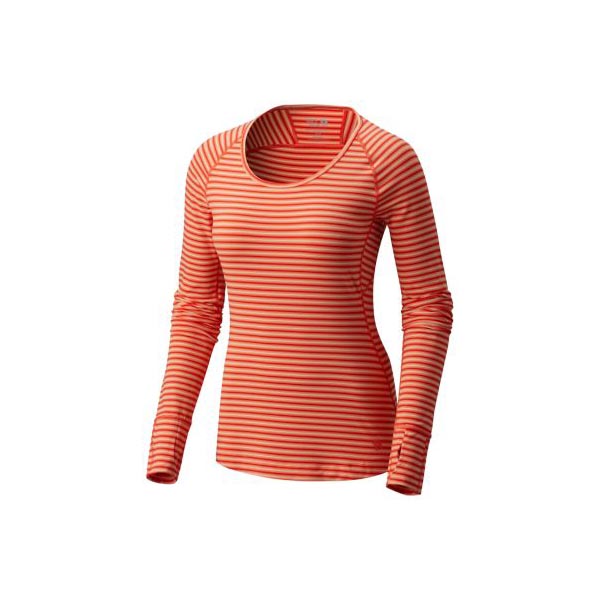 Women Mountain Hardwear Butterlicious™ Stripe Long Sleeve Crew Bright Ember Outlet Online